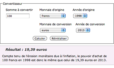 Exemple franc euro