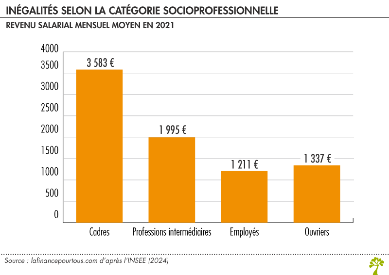 Différences salariales liées aux catégories socioprofessionnelles